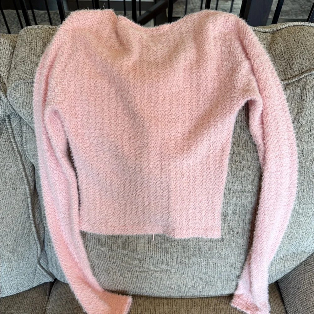 HYFVE Pink Lace-Up Women's Sweater - Picture 2 of 3